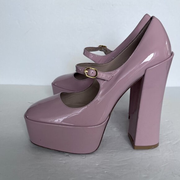 Stuart Weitzman Platform Pumps 9B‎ Blush Pink Patent Leather Mary Jane Sky High - Picture 5 of 12